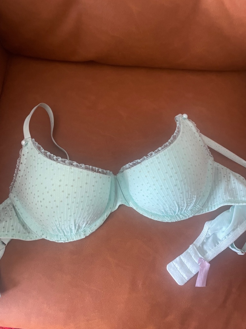 Feminine Light Mint (aqua) Lace-Trim Underwire Bra - Women’s Intimates Sz 36C